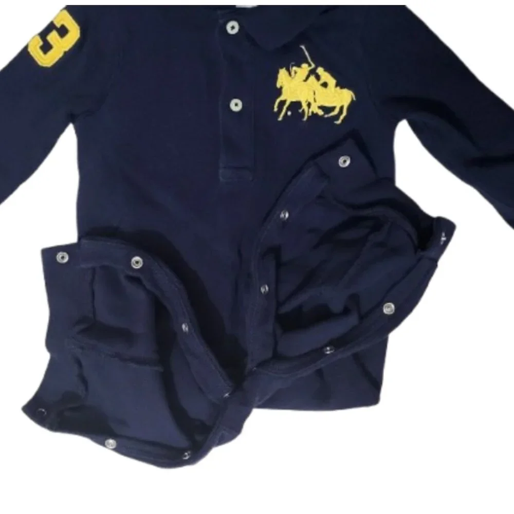 RALPH LAUREN Navy Blue 100% Cotton 1-Piece Outfit - Infant Boy's 9 M